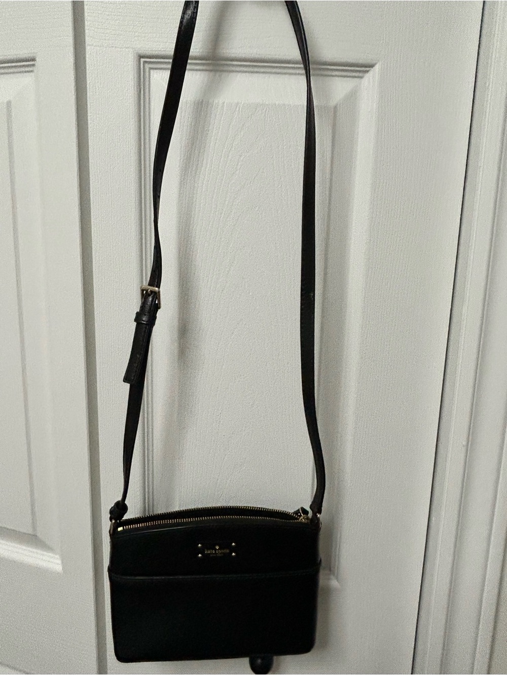 kate spade Black Leather Crossbody with Gold Hardware